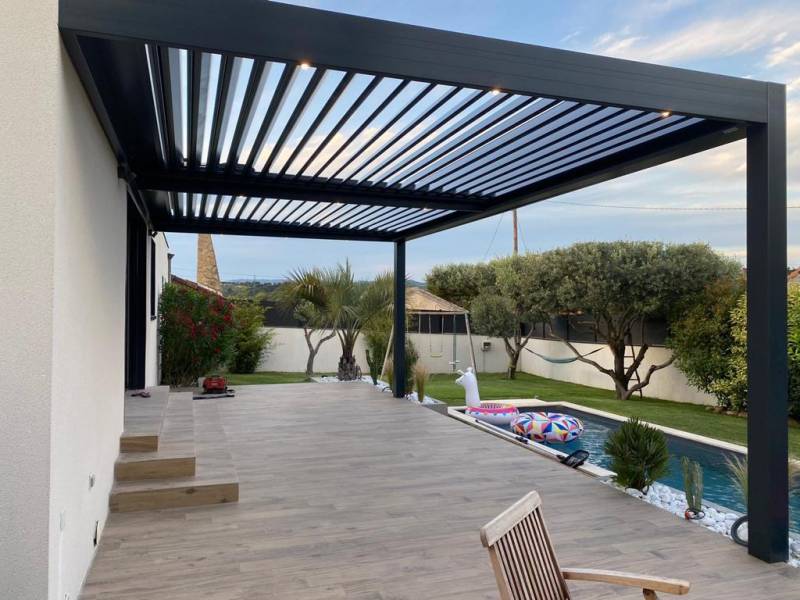 Pergola lames ouvertes Solisystème aluminium