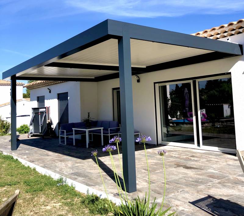pergola grise anthracite et blanche